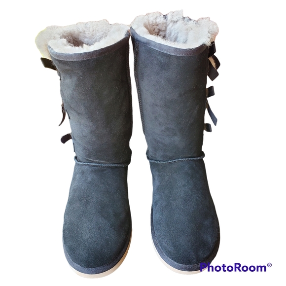 Koolaburra UGG  Victoria Boots Tall Black Suede Wool Lined  Women's Size 10 - Picture 5 of 6